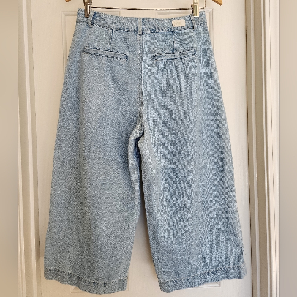 PAIGE Denim Clarice Culotte Jeans Light Fauna Wash Size 28 Cropped Wide Leg - Picture 3 of 12